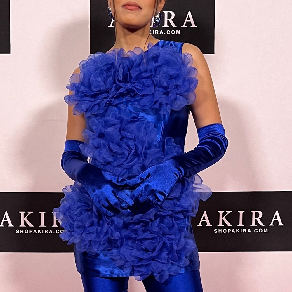 AKIRA Blue 3D Floral Dress